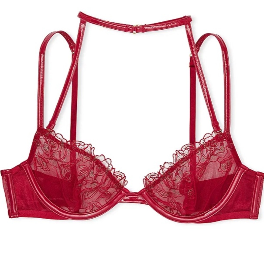 Victoria’s Secret VERY SEXY Unlined Floral Embroidered Demi Bra Red - 36D